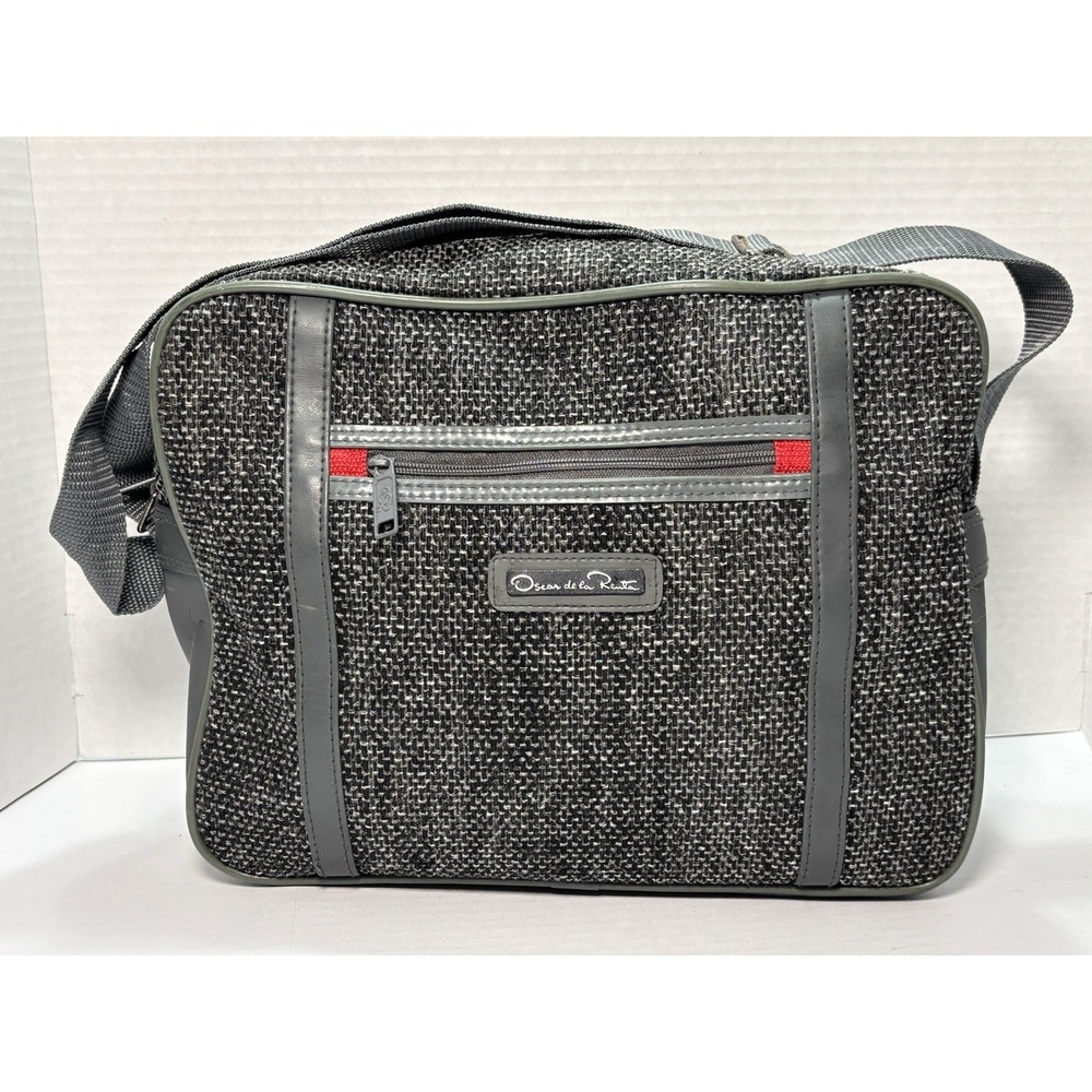 Oscar de la Renta Shoulder Bag Gray Tweed Crossbody Vintage Style 11x14